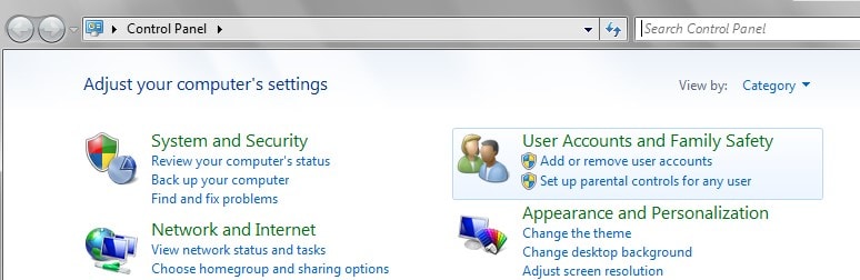 control panel user account 7