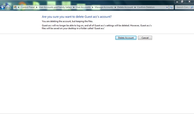 delete guest act account