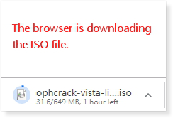 downloading Ophcrack ISO files