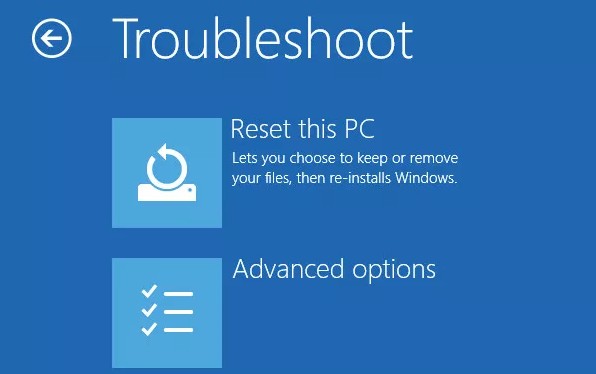 factory reset reset this pc