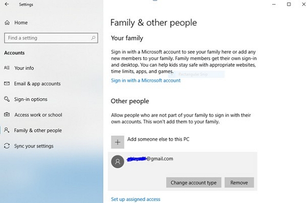 delete family account windows 10