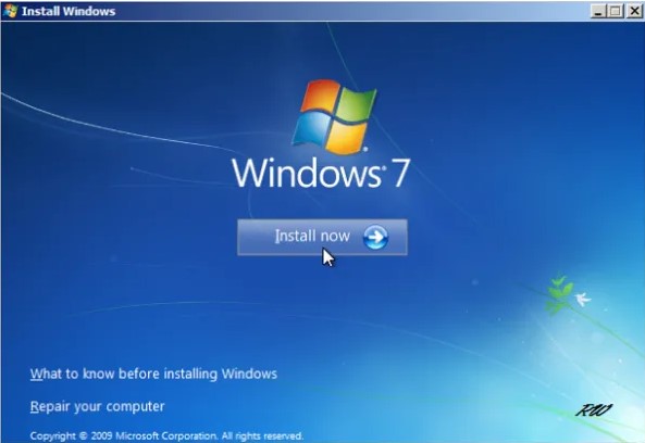 install now windows 7