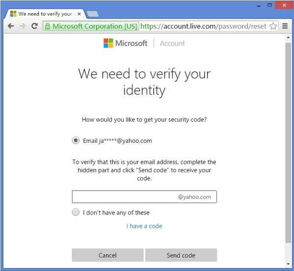 microsoft reset password verify