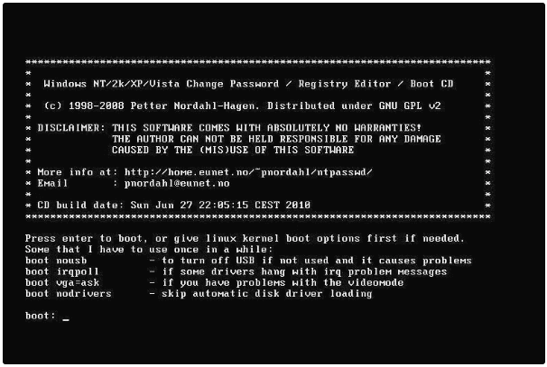 offline nt password and registry editor