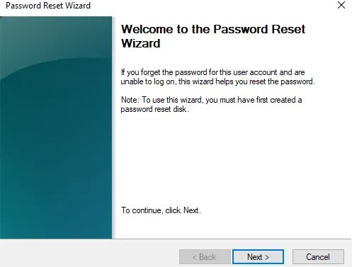 password reset wizard