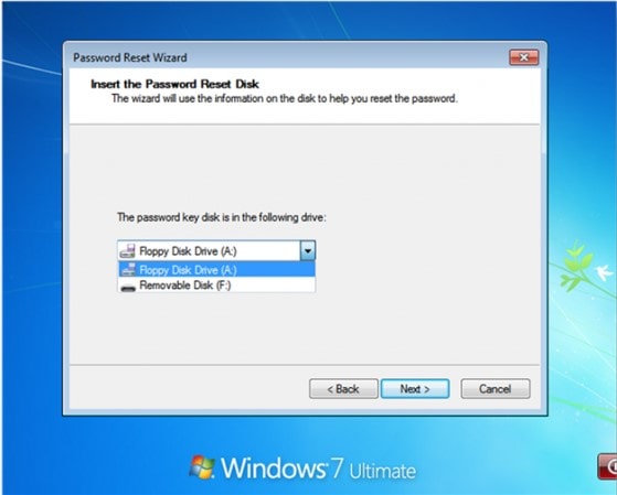 insert password reset disk