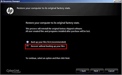 recovery manager 2 options