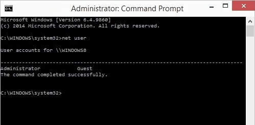 reset Windows password using command prompt