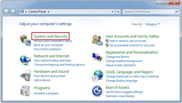 system and security windows 7