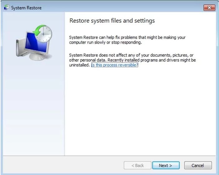 system restore windows 7