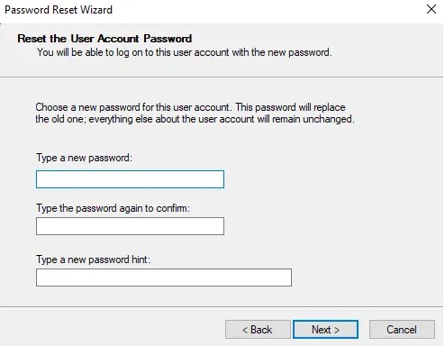 new password