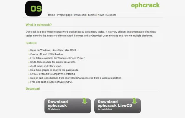 visit ophcrack website