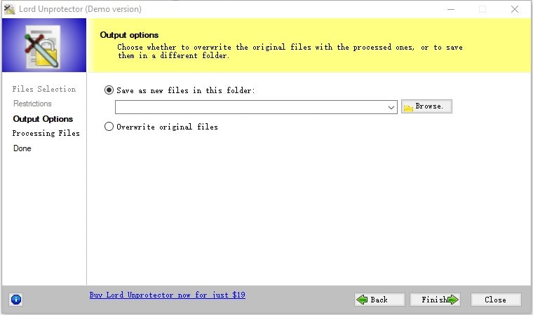 choose output options