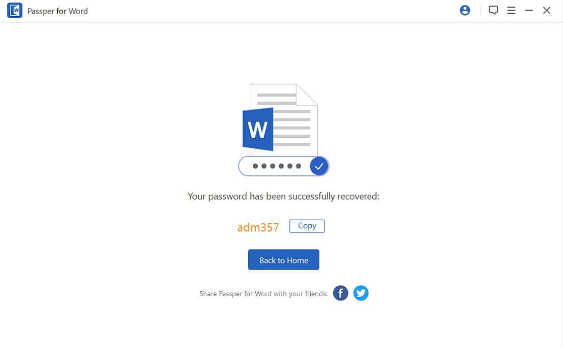 recover word password successfully