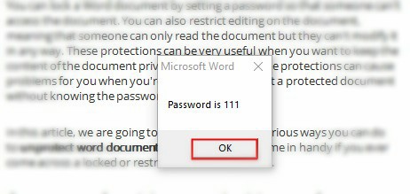 unprotect word document without password with vba