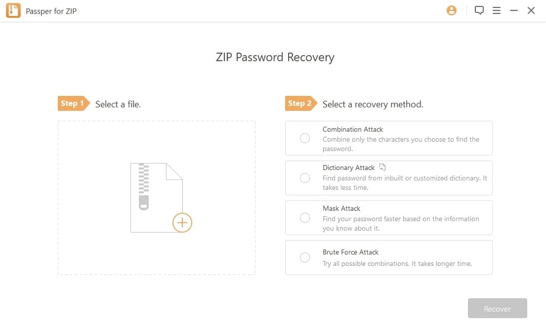 passper for zip main interface