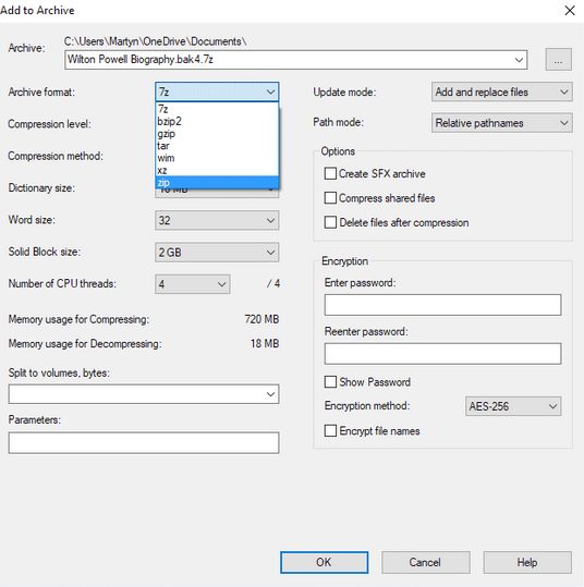 choose output format