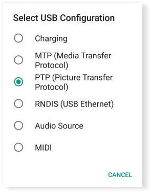 Opțiuni de conectare USB