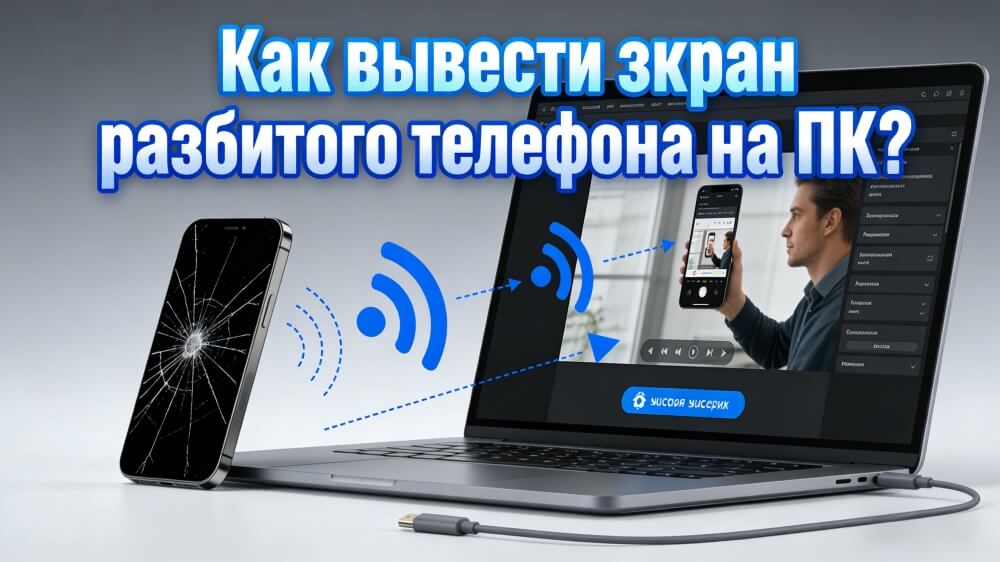вывести экран разбитого телефона на компьютер