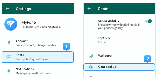 доступ к резервной копии WhatsApp в настройках чата