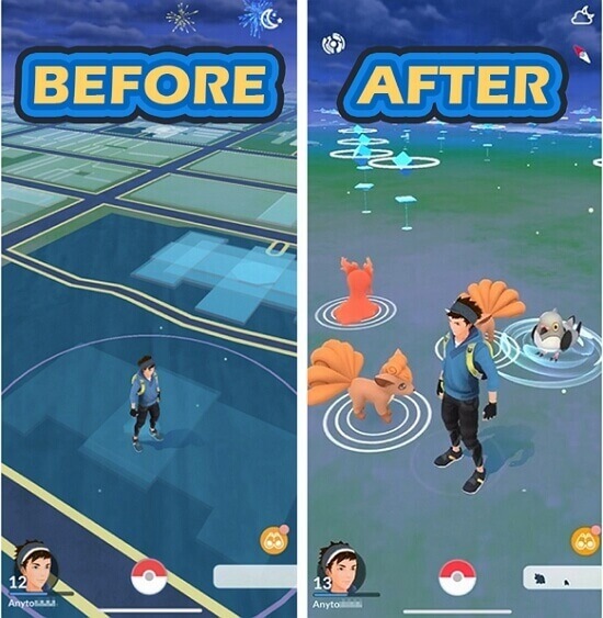 ändrad plats i Pokémon Go