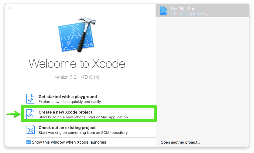 skapa ett nytt Xcode-projekt