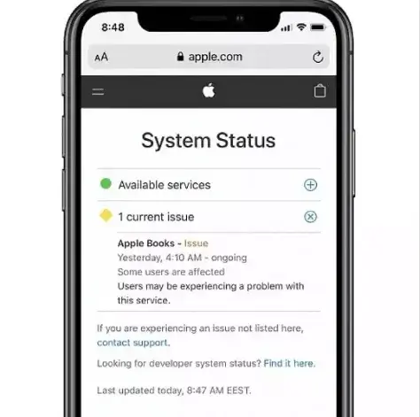 kontrollera apple systemstatus för att åtgärda grått apple id