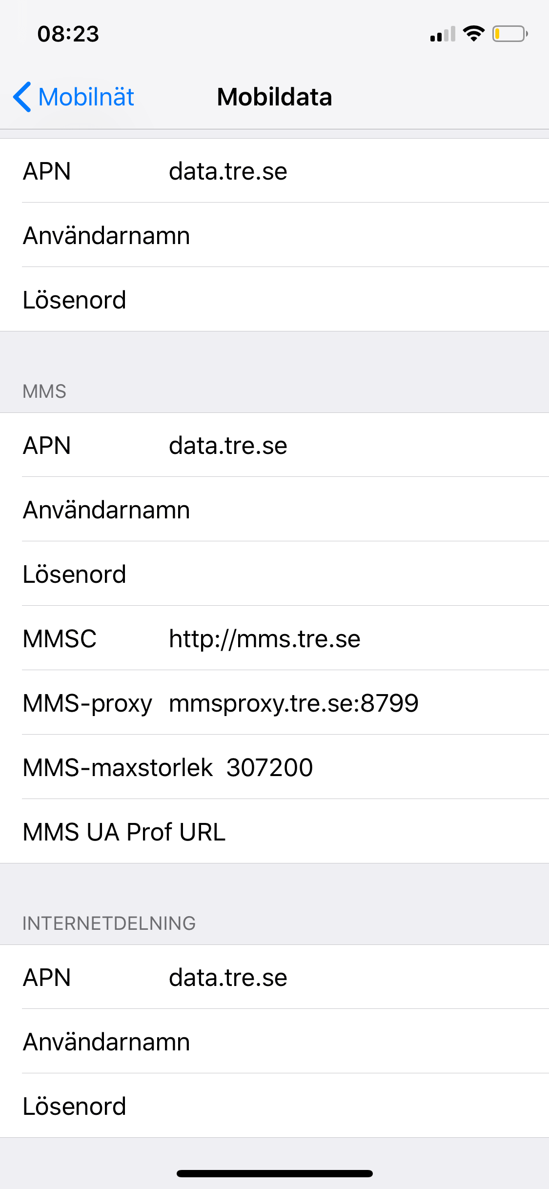 Kontrollera SMS-inställningarna