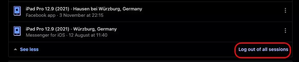 logga ut alla enheter Facebook