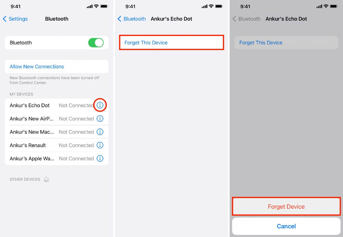 iPhone Bluetooth glömde den här enheten