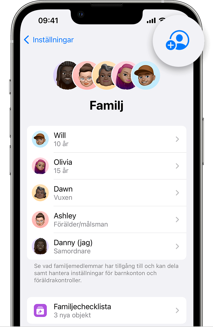 Lägg till ny familjemedlem till iPhone