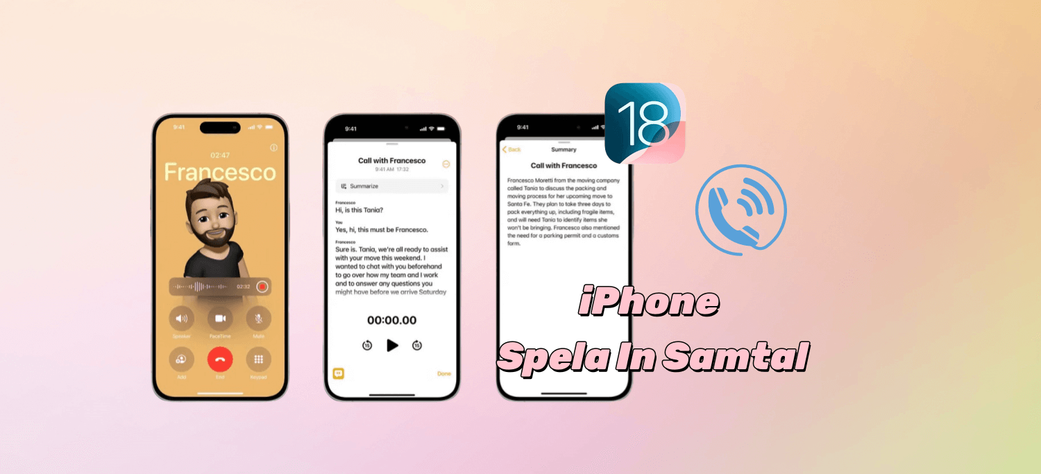 iOS 18 spela in samtal iPhone