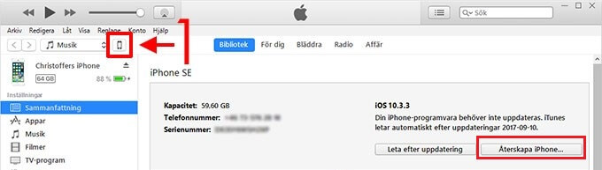Återställ iPad via iTunes