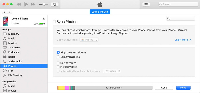 synkronisera bilder via iTunes