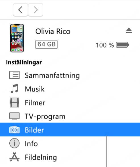 synkronisera iPhone-bilder till PC via iTunes