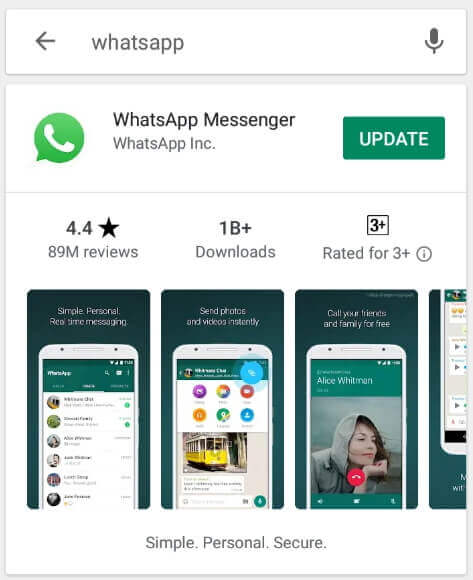 Uppdatera WhatsApp