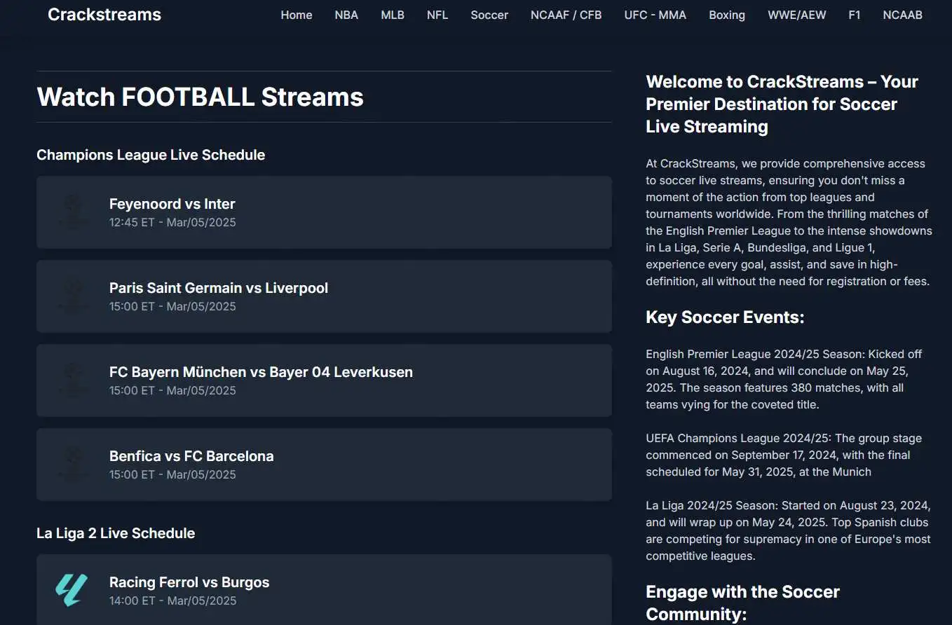 crackstreams sites similar to streameast