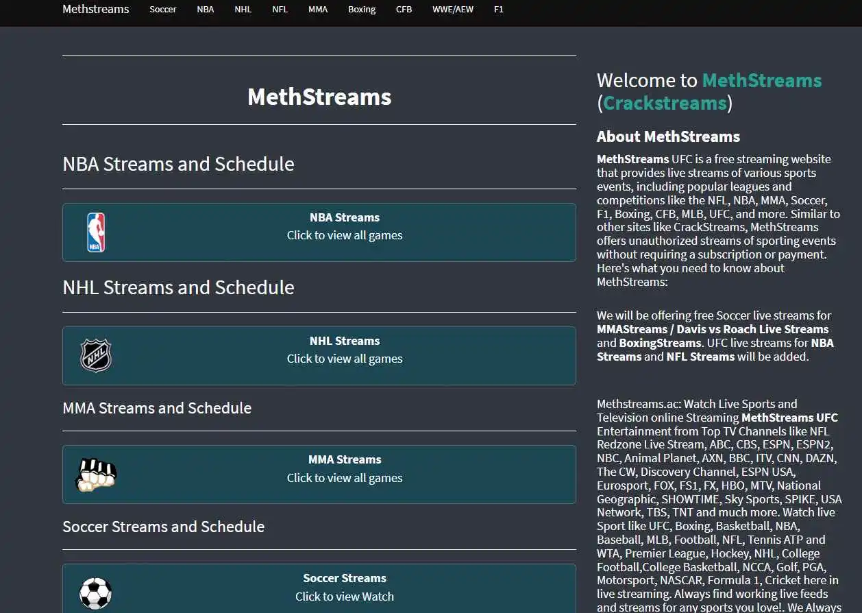 methstream är en sida liknande crackstreams