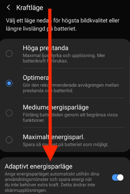 Stäng av Android batterisparläge