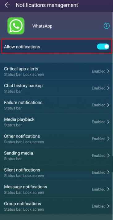 Tillåt WhatsApp-aviseringar