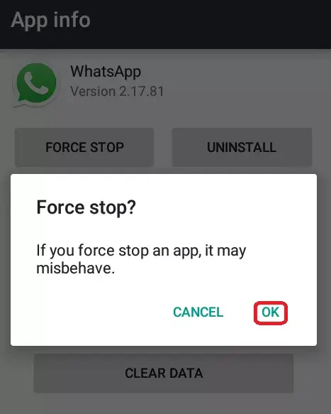 Tvinga WhatsApp att stängas