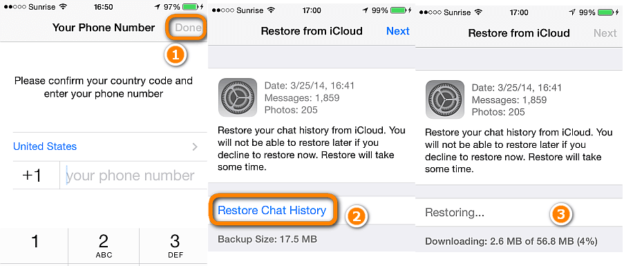 återställ whatsappon-meddelanden på iphone