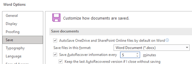 Ställ in automatisk sparning för OneDrive-filer