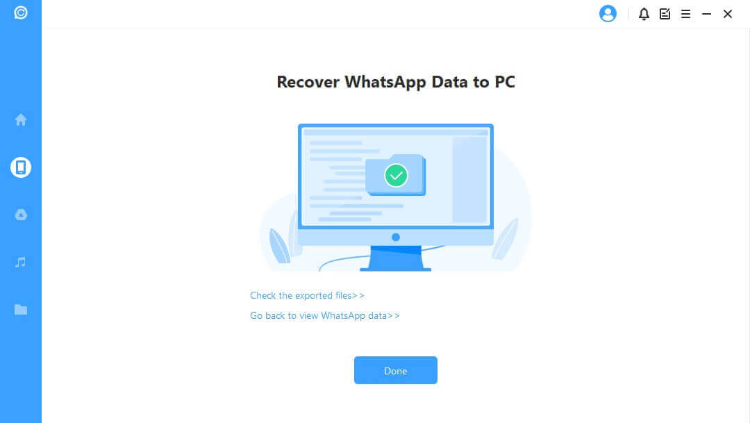 återställ WhatsApp-data till datorn