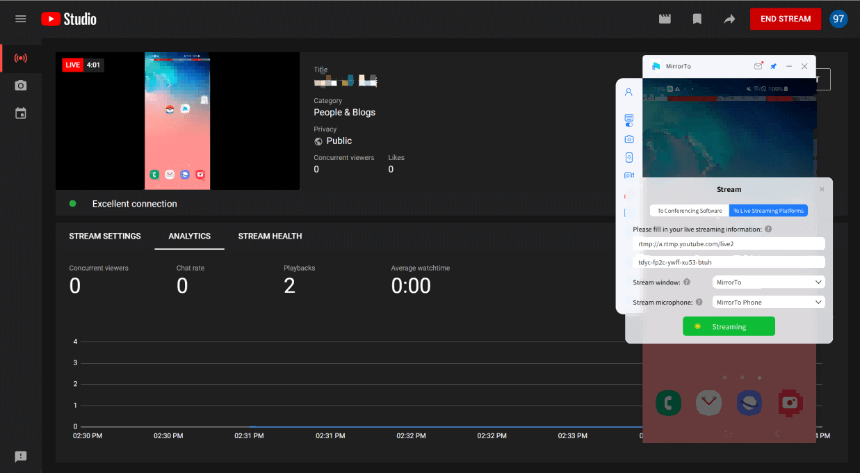 lyckad streaming till liveströmning