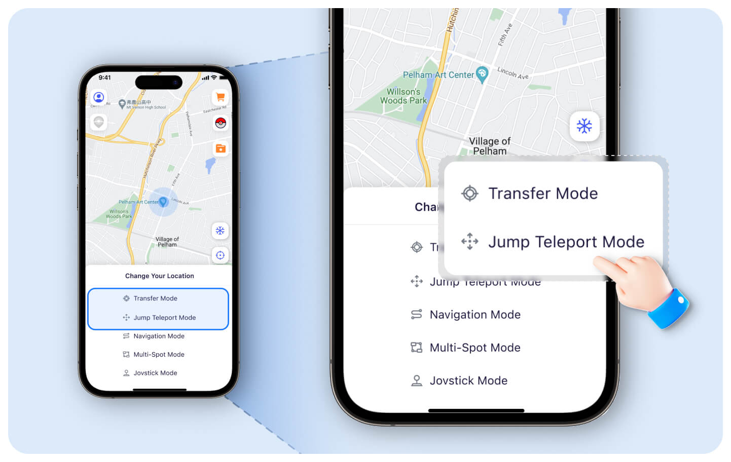 Välj plats för att ändra plats på Anyto iOS