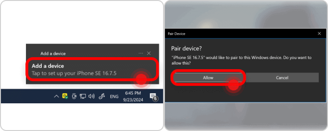 klicka på parkoppla på din dator
