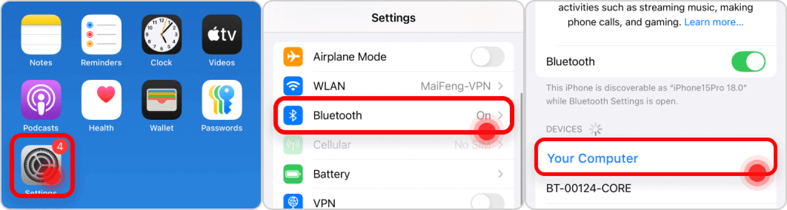 starta Bluetooth-anslutningen på din telefon