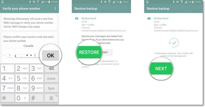 återställa whatsapp-backup från google drive till android