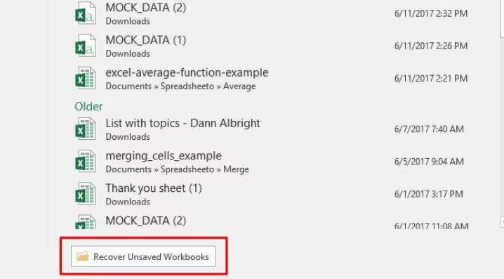 Obnoviť stratený súbor programu Excel pomocou funkcie automatického obnovenia